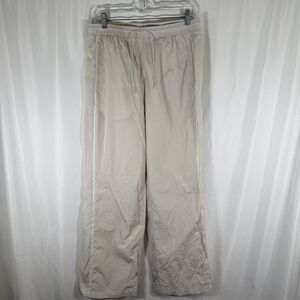 Nike Track Pants Men's Medium White Pull On Drawstring Snap Pockets Nylon
